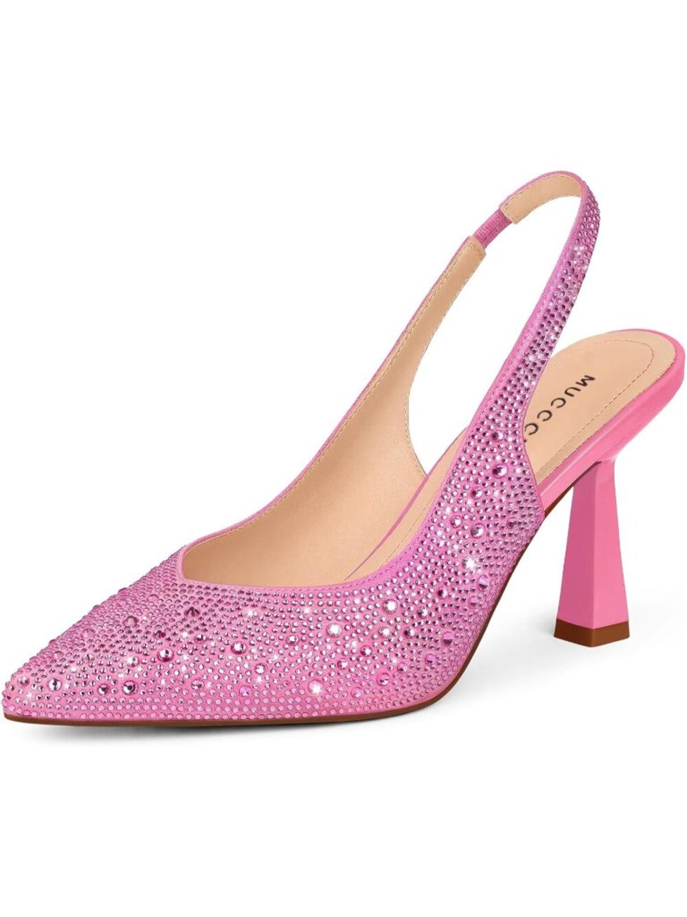 Women's Pink Rhinestones Slingback Pointe Toe Heels Closed Pumps Stiletto